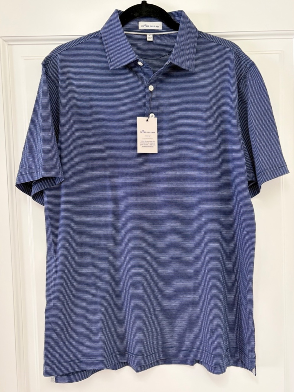 NWT Peter Millar Crown Soft Newport Navy Pinstripe Newport Polo Shirt - M - Picture 5 of 5